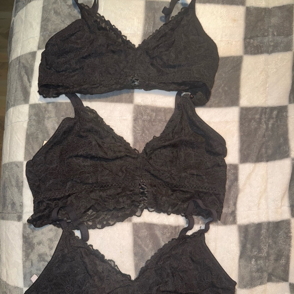 Victoria's Secret Black Lace Bralette Trio